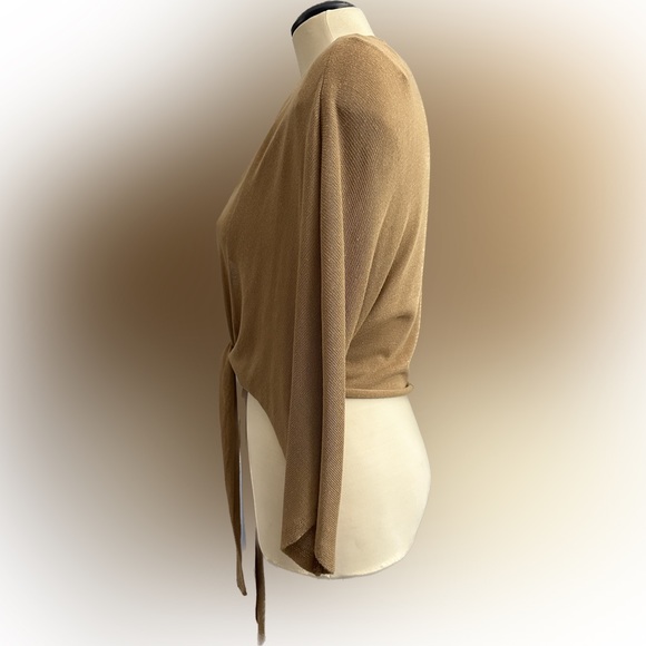 Womens Knot Tie Up Front Shrug Ladies Open Cropped Bolero - Picture 2 of 8